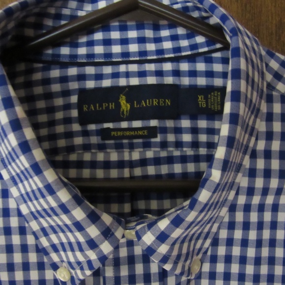Ralph Lauren Performance Men's Shirt Long Sleeve Button Down Blue Check XL - Picture 2 of 9